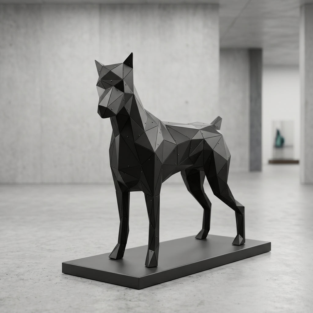 3 Boyutlu Metal Doberman Heykeli