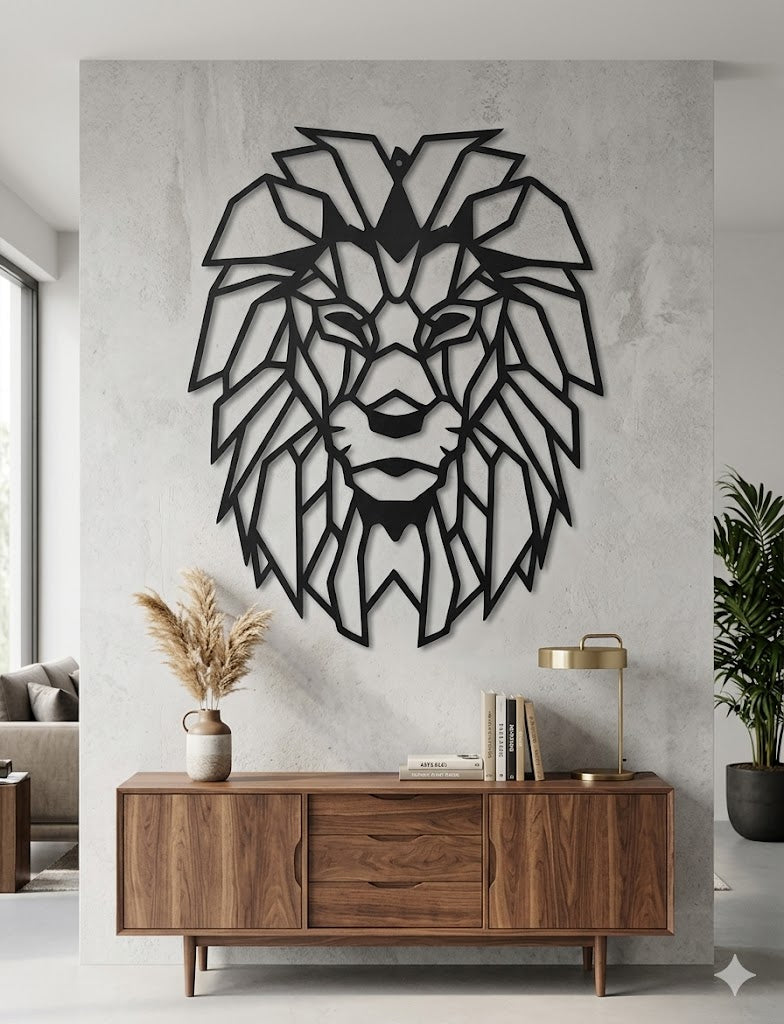 Geometrik Metal Aslan Tablosu